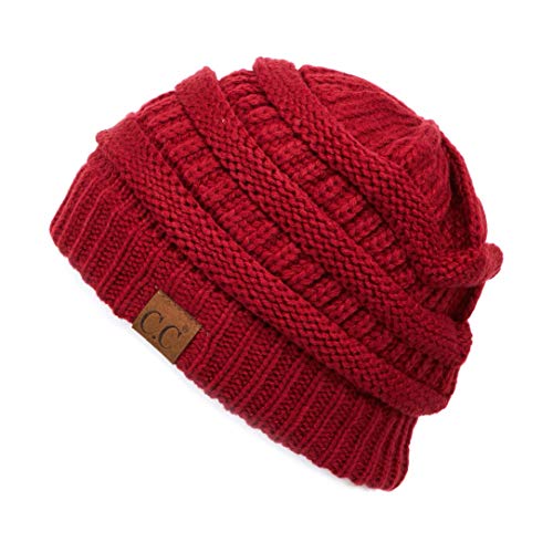 C.C Exclusives Cable Knit Beanie - Thick, Soft & Warm Chunky Beanie Hats - color: Burgundy