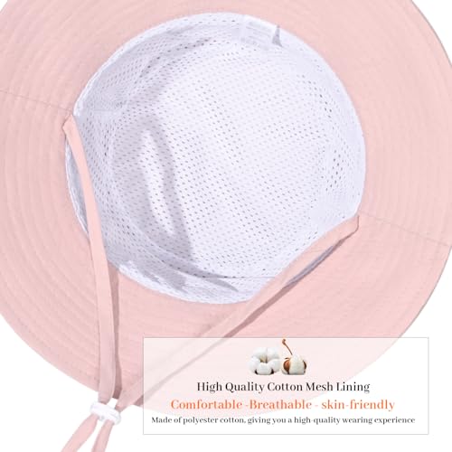 Women Wide Brimmed Sun Hat,Summer Foldable Beach Bucket Hat with UV Protection for Women Young Girls - color: Pink
