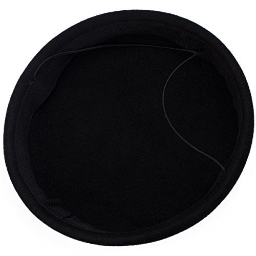 Cute Wool Felt Pillbox Hat Millinery Round Fascinator Base Craft Supply A048 - color: Black