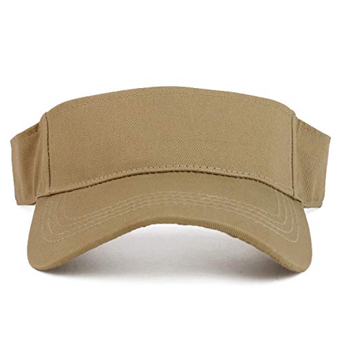 Trendy Apparel Shop XXL Oversize Solid Cotton Adjustable Sun Visor - color: Khaki