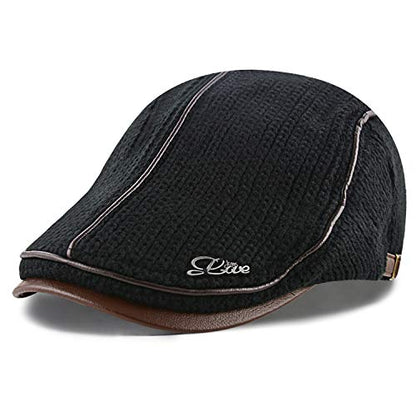 M MOACC Men Beret Hat Cotton Adjustable Newsboy Hats Cabbie Gatsby Cap Driving Flat Caps - color: Hat-t7-black