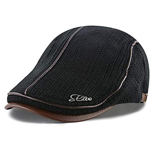 M MOACC Men Beret Hat Cotton Adjustable Newsboy Hats Cabbie Gatsby Cap Driving Flat Caps - color: Hat-t7-black