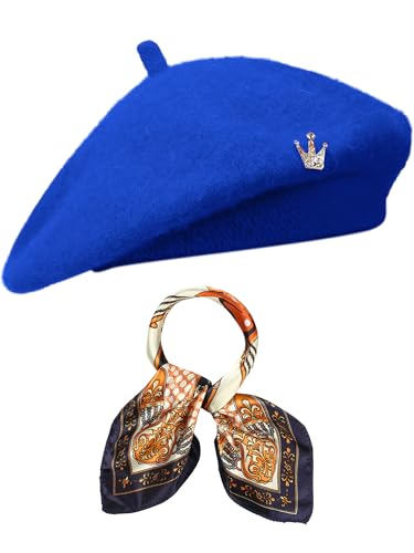 3 Pcs Beret Hats for Women - color: Royal Blue