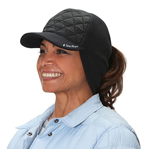 TrailHeads Women's Ponytail Trucker Hat, Running, Hiking & Outdoor Sports - color: Quilted/Black