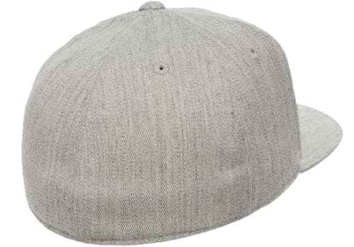 Flexfit Men's 210 Fitted Flat Bill Cap Hat Heather Grey, X-Large-XX-Large