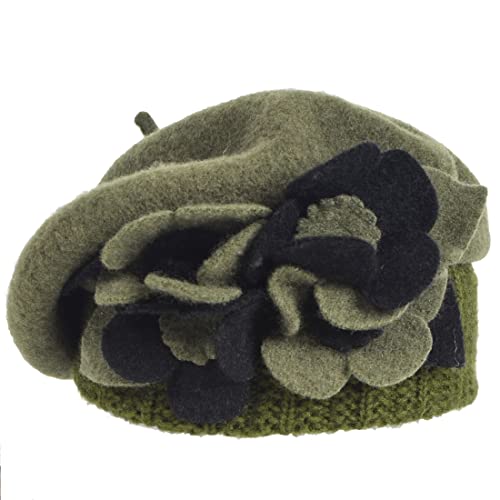 Lady French Beret 100% Wool Beret Chic Beanie Winter Hat HY023 - color: Green