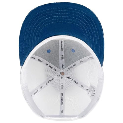 BASSDASH Flat Brim Trucker Cap Adjustable Snapback Hat Mesh Back for Men Women - color: Blue