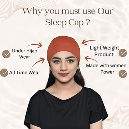 Chemo Hats Solid Sleep Cap Women's Bamboo Soft Headwear Cancer Cap Chemo Headwear Women - color: Brick
