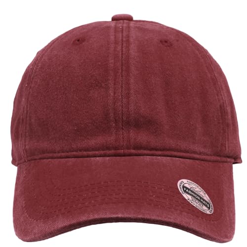 Falari Vintage Washed Cotton Baseball Caps, Original Classic Adjustable Size Low Profile Unconstructed Distressed Dad Hat - color: 1pk - Burgundy