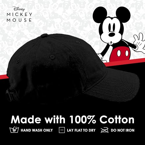 Disney Mickey Mouse Embroidered Cotton Adjustable Dad Hat with Curved Brim - color: Black