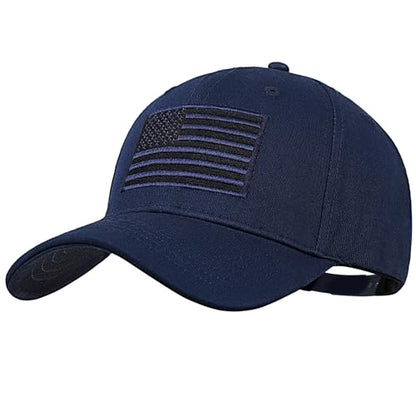 American Flag Baseball Cap for Men Women, Flag Embroidery & Adjustable Fit - color: Dark Blue