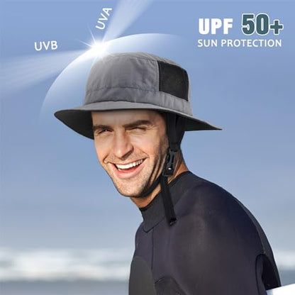 Seektop Surf Bucket Hat with UPF 50+ UV Protection, Waterproof Surfing Hat - color: Dark Gray