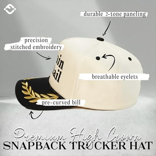 Funky Junque Adult Trucker Snapback Hat 2-Tone Baseball Cap - color: Captain Cocktail - Black/Beige (Nautical)