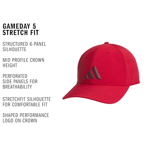 adidas Men's Gameday Stretch Fit Hat - color: Active Maroon/Collegiate Burgundy/5, size: Large-X-Large