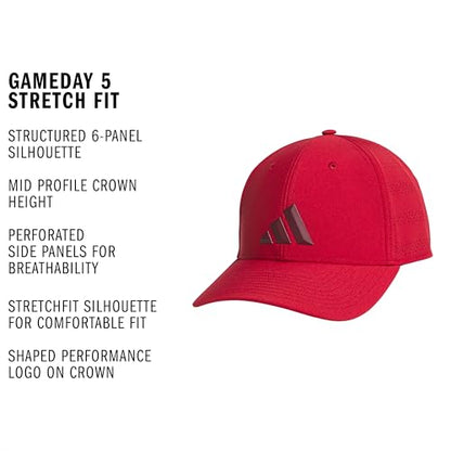 adidas Men's Gameday Stretch Fit Hat - color: Active Maroon/Collegiate Burgundy/5, size: Large-X-Large