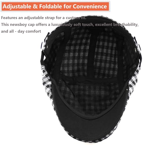 Women's Berets: Black Houndstooth Red Beret Hats for Women Fall Winter Fashion Outfit - color: Advance-plaid-black