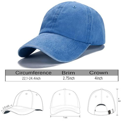 Edoneery Baseball Cap for Men and Women, Low Profile Washed Cotton Dad Hat - color: Light Blue