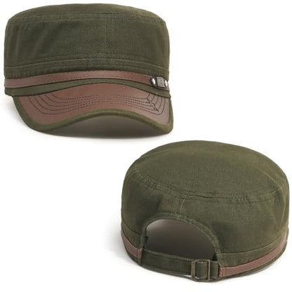 Army Cadet Cap for Men Women Military Flat Top Cap Baseball Caps - color: Star Army Green