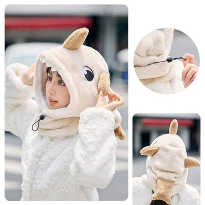 Ski Helmet Cover,Cute Shark Hood Ski Mask,for Women Men Riding Skiing Climbing - color: White