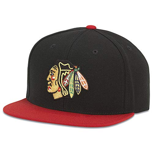 AMERICAN NEEDLE Officially Licensed NHL National Hockey League Archive 400 Adjustable Snapback Baseball Hat - color: Chicago Blackhawks (Black/Red)