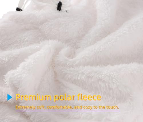 Connectyle Balaclava Hood Winter Hat for Men & Women Windproof One-Piece Fleece Hooded Scarf Ski Mask Cold Weather Hat - color: White