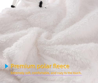 Connectyle Balaclava Hood Winter Hat for Men & Women Windproof One-Piece Fleece Hooded Scarf Ski Mask Cold Weather Hat - color: White