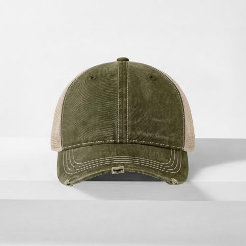 CHOK.LIDS Washed Trucker Hat Unstructured Distressed Pigment Dyed Cap - color: (Army Green)