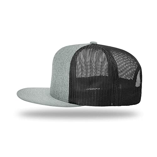 Richardson 511 Wool Blend Flatbill Trucker Snapback Adjustable Cap - color: Heather Grey/Black