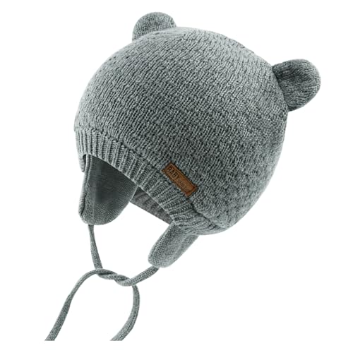 XIAOHAWANG Baby Hat Cute Bear Toddler Earflap Beanie Warm for Fall Winter - color: A-grey 1, size: 12-18 Months