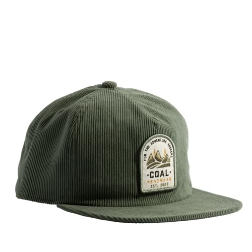 Coal Headwear Hilltop Corduroy 5 Panel Cap Hat - Soft Fine Wale Corduroy, Flat Brim, Adjustable - Outdoor Casual Everyday - color: Sage