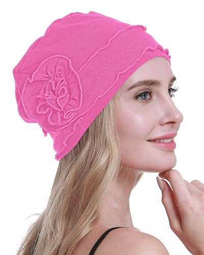 osvyo Chemo Headwear Turban Cap for Women - Cancer Beanie Hair Loss Sealed Packaging - color: Cotton Fuscia Pink