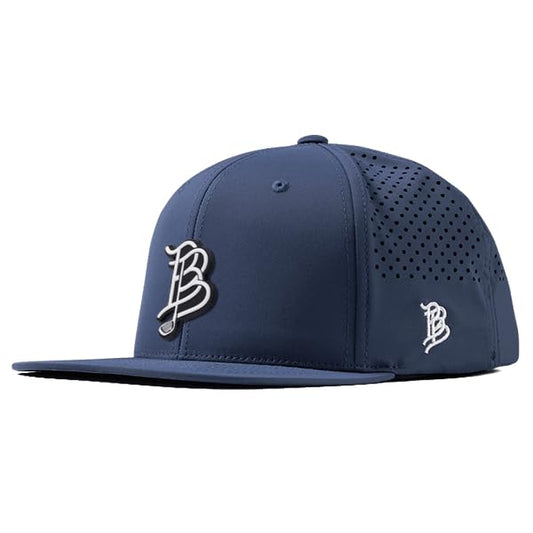 Branded Bills BB Golf Cutout PVC Flat Performance Golf Hat for Men - color: Navy
