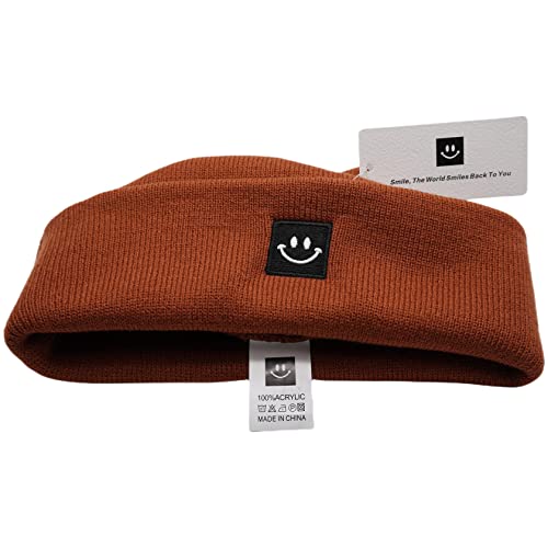 55cube Unisex Winter Beanie Hats Warm Thick Knit Cuffed Skullcaps - color: Caramel