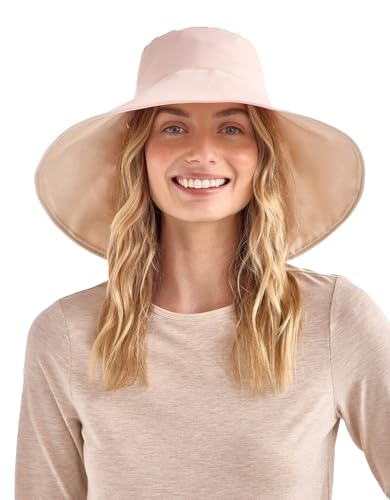 Solbari Women's Ultra Wide Brim Hat UPF 50+ - color: Soft Pink / Beige, size: Large-X-Large