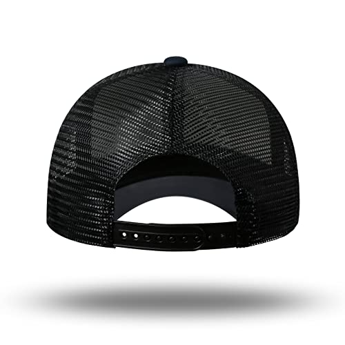 American Flag Trucker Hat - Snapback Hat, Baseball Cap for Men Women - Breathable Mesh Side, Adjustable Fit - for Casual Wear - color: Black/Black