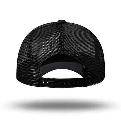 American Flag Trucker Hat - Snapback Hat, Baseball Cap for Men Women - Breathable Mesh Side, Adjustable Fit - for Casual Wear - color: Black/Black