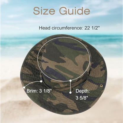 Bucket Hat UV Protection Sun Hat, Boonie Fishing Safari Hats for Outdoors - color: Camo