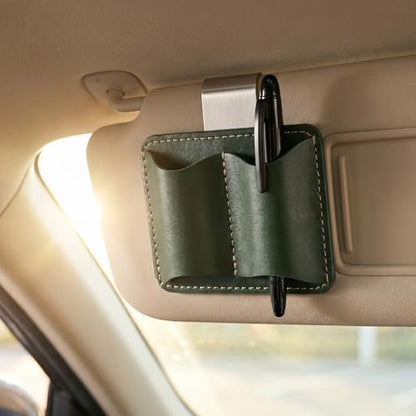 2 Pack Leather Pen Holder for Car, Car Visor Pen Holder