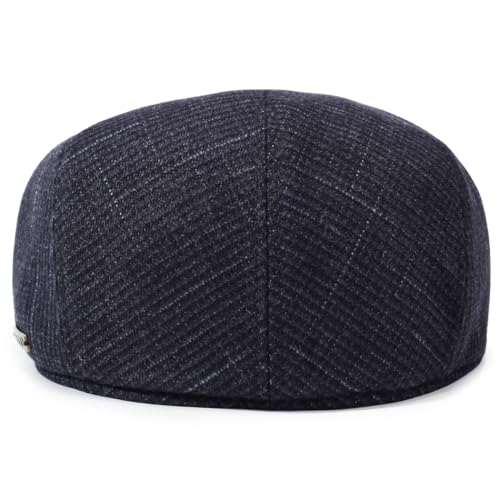 Men's Newsboy Hat with Earflaps Flat Ivy Caps Irish Cabbie Cap - color: Dark Square