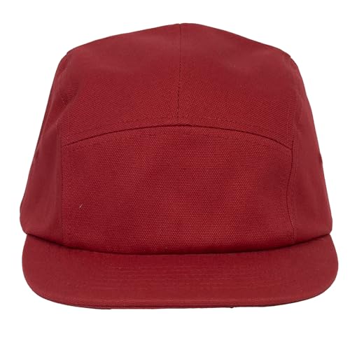 TOP HEADWEAR 5 Panel Hat for Men - Classic Canvas Camper Cap - color: Red