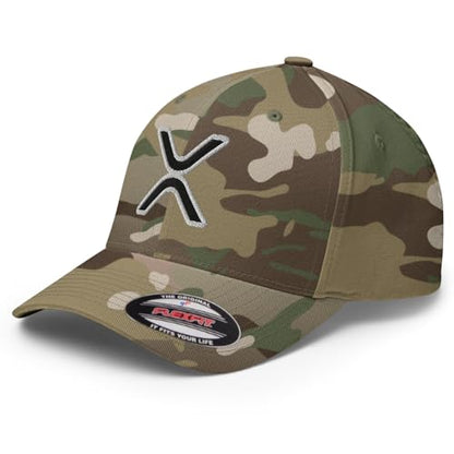 FX XRP Fitted Hat Embroidered Curved Bill Mid Crown Closed-Back Structured Twill Cap - color: Multicam Green, size: Large-X-Large