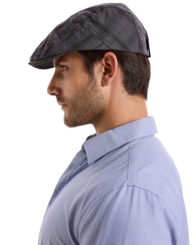 ZLYC Men Summer Flat Cap Scally Ivy Gatsby Newsboy Beret Driver Hat - color: Plaid Gray