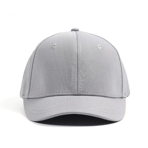 Short Brim Stretch Fitted Baseball Caps Men's Solid Structured Full Closed Cap Curved Brim Elastic Closed Back Hat K272 - color: Grey