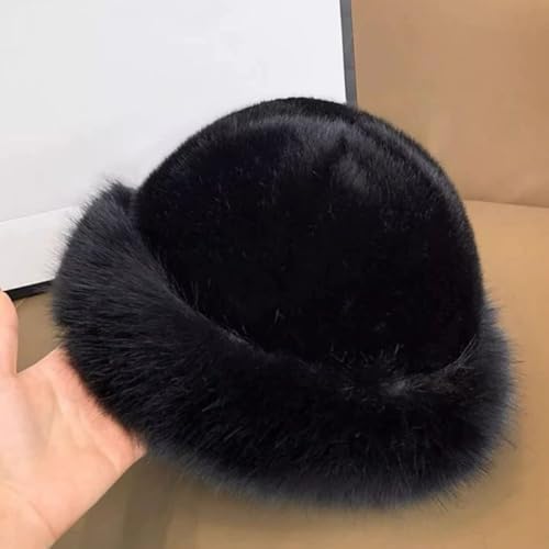 Faux Fur Bucket Hat Winter Warm Plush Hat Fluffy Fisherman Hat Fuzzy Russian Hat Furry Thick Cap for Women Ladies Beige - color: Beige