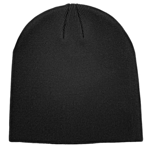 vidsel 100% Cotton Beanie Hat for Men Women, Soft Cuffless Knit Skull Cap - color: 1pc-black