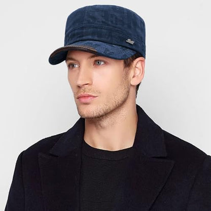 Cadet Hat Flat Top Hats Army Military Caps for Men Women - color: Navy C