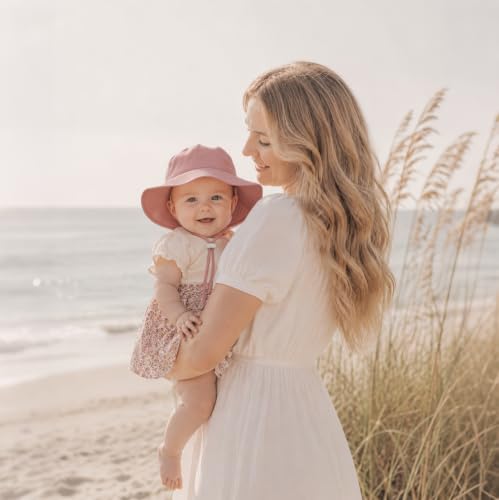 Baby Girl Sun Hat Infant Summer Beach Hat Toddler Bucket Hat UPF 50+ - color: Pink/Beige, size: 2-4T