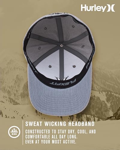 Hurley Men's Caps - One & Only Flexfit Baseball Cap - Fitted Hats for Men (S-XL) - color: Light Grey, size: Small-Medium