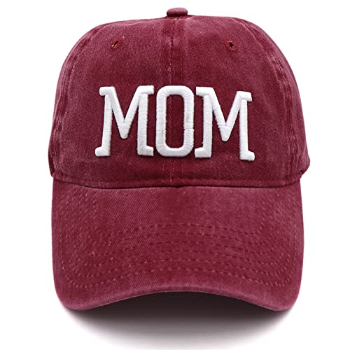 Mom and Dad Hats Fathers Day Mom Dad Gifts Hat Embroidered Adjustable Baseball Caps New Parents Gifts for Couples - color: Red Mom Hat and Black Dad Hat