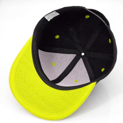 Snapback Hat Flat Bill Visor Hats Adjustable Hip Hop Baseball Cap for Women Men - color: Black Yellow